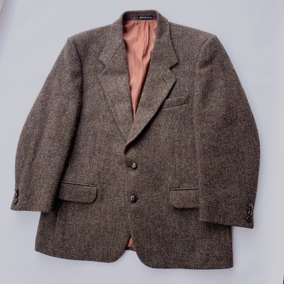 Harris Tweed Other - Vintage Harris Tweed 100% Wool Brown Herringbone Blazer size 40 Medium S…